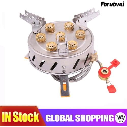 Outdoor Camping Stove Self-Driving Tour Stainless Steel 9-Head Gas Stove Folding 9 Hole Fire Brimstone Stoves