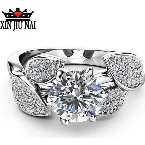 High quality exquisite original branch love rose flower leaf lady diamond ring women jewelry accessories Valentines Day gift