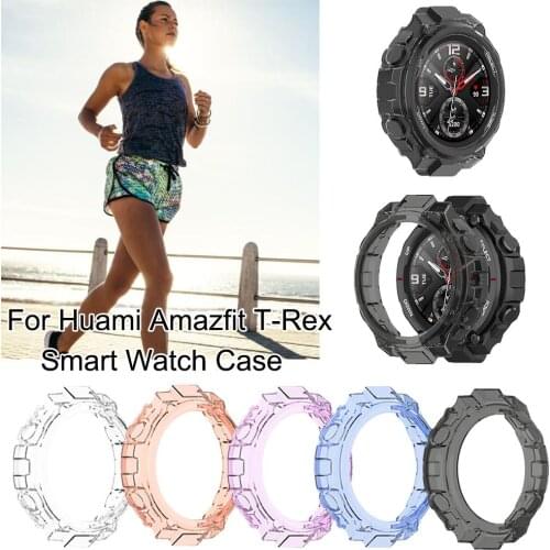 PC Cover Case Durable Safe Screen Protector Silicone Protection Case Shell for Huami Amazfit T-Rex PC Smart Watch