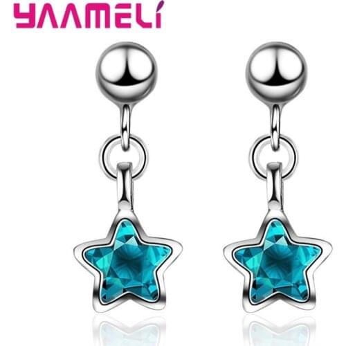 New Arrival Dangler Earring 925 Sterling Silver Accessories Party Anniversary Blue Star Pendant Eardrop For Women