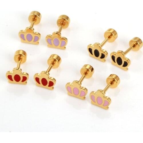 OUFEI Crown Earrings For Women Stainless Steel Earrings Set Minimalist Stud Earrings 2020 Fashion Jewelry Accessories