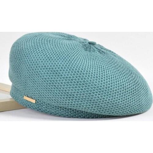 Multicolor Elegant Vintage Beret Chapeau Japanese Korean Style Retro Womens Berets New 2021 Summer Mesh Solid Linen Female Hat