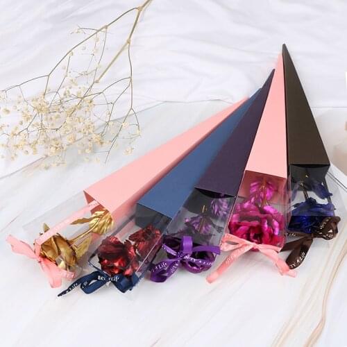 1Pc 24k Gold Foil Rose Flower Long Stem Golden Dipped Flower Valentines Day Gift Handcrafted Handmade Rose Flower