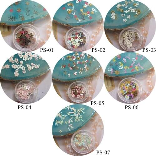 1Jar Retail Mixed-Design Colorful Special Paper Sticker Geometric non-adhesive Soft Sticker Nail Art Decoration