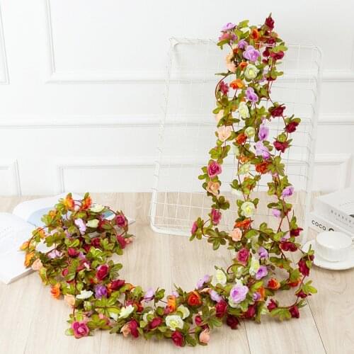 2.5M Artificial Flower Vine Rose Peony Flowers Rattan Garland Wedding Home Garden Decoration Wedding Party Hanging Wreath