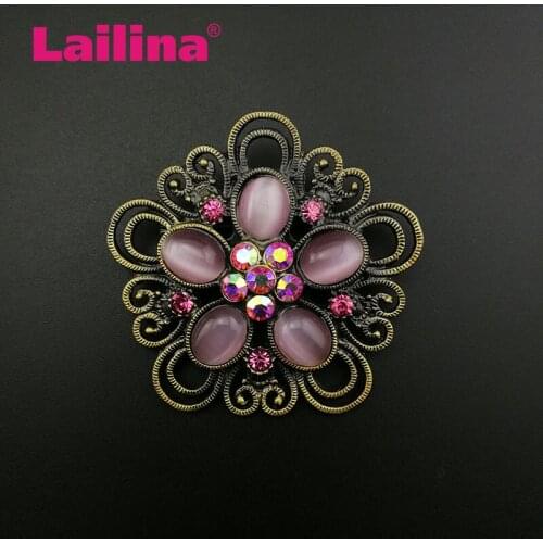 20pcs/lot Vintage Crystal AB Rhinestone Flower Brooch Pin Bouquet Brooch For Bridal