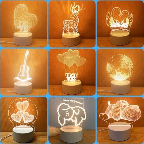 3D Night Lamp Acrylic Desktop Nightlight Baby Holiday Birthday Gift Decorative Night Lamp for Bedroom Transparent board light