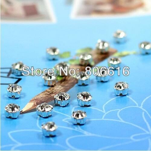 4MM 1440Pcs Clear Glass Crystal Rhinestones & Collet Jewelry Beads