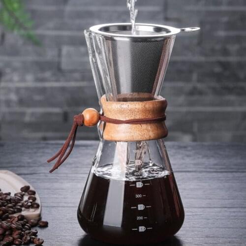 400/600/800ML Glass Coffee Pot Coffee Maker with Filter Handle Heat High-Temperature Resistant Coffee Kettle Dripper Percolators