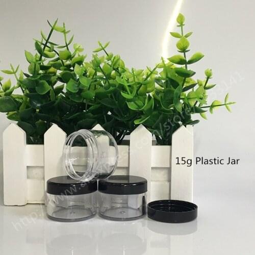500 x15g Clear Plastic Jar Promotion Cream Glitters Sample Packaging jar