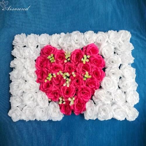 6pcs Artificial Silk Flower Rose Backdrop Wall Decor for Party Wedding Outdoor Stage Decor Supplies Flor Flowers Wall 60cm*40cm