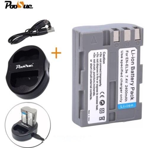 1PCS EN-EL3e Camera Battery 2400mAh EN EL3E ENEL3e bateria+Dual Charger for Nikon Camera DSLR D50 D70 D80 D90 D100 D200 D300