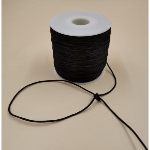 1mm Black Chinese Knot Rattail Satin Cord Braided String Jewelry Findings Beading Rope #R900