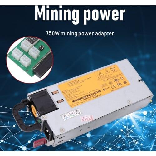 750W Server Mining Power Supply PSU 12V 62.5A with Breakout Board Power Cable HSTNS-PL18 DPS-750RB A 506821-001 511778-001