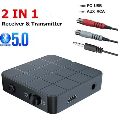 Bluetooth 5.0 Audio Receiver Transmitter 2 IN 1 RCA 3.5MM 3.5 AUX Jack USB Music Stereo Wireless Adapters For Car TV MP3 PC