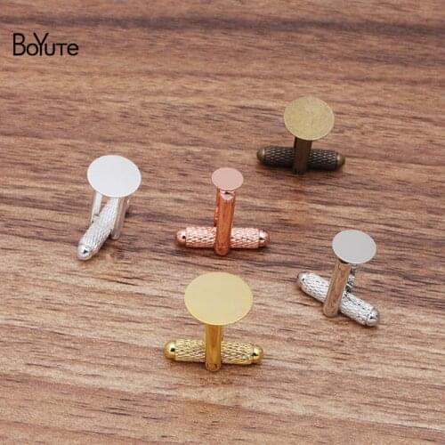 BoYuTe Custom Made (200 Pieces/Lot) Threaded Rod Cuff Links Welding 6-8-10-12MM Flat Base Handmade DIY Shirt jewelry accessories