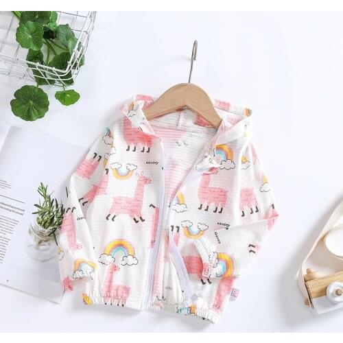 0-10Year Summer Childrens Sun Protection Clothing Outwear Boys and Girls Cartoons Long Sleeved Air Conditioning Cardigan Jacket