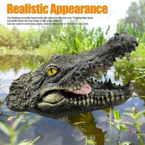 Resin Crocodile Head, Simulation Shape Sculpture Craft Floating Animal Decoration, Garden Pond Decorations