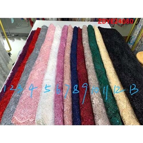 Hot Sale French Tulle Mesh Sequins Lace Fabrics 2021 African Net Lace Fabric For Bridal ZDY08