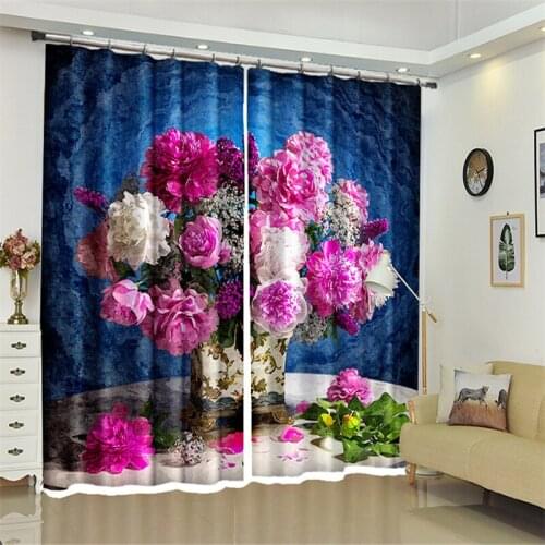 Customized Flower arrangement Luxury 3D Blackout Window Curtain Drapes For Living room Bed room Hotel Wall Tapestry Cortinas