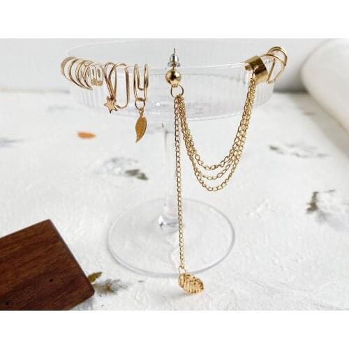 7Pcs/Set Ear Cuff Gold Leaves Non-Piercing Ear Clips Fake Cartilage Earring Jewelry For Women Men Wholesale gifts