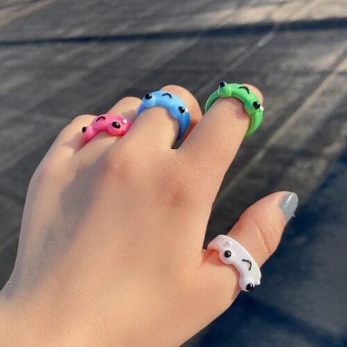 Cute Cartoon Frog Ring Fresh Green Clay Resin Color Rings Jewelry For Women Summer Fashion Interesting Jewelry Gifts