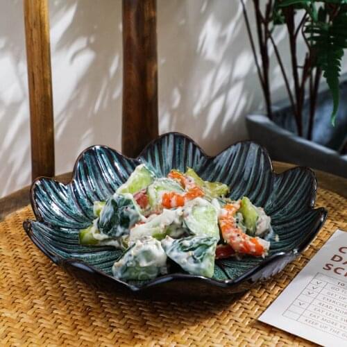 Creative Kiln-changed Fruit Plate Ceramic Dish Salad Plate Japanese Flower Plate Retro Plate In Home Restaurant