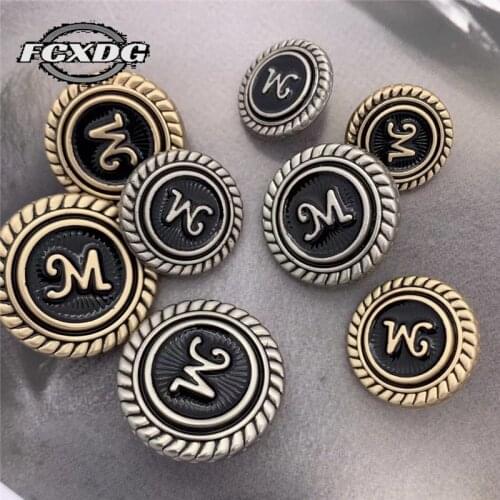 10pcs Round Vintage Buttons for Coat Metal Shank Sewing Buttons for Clothing Garment DIY Decoration Fashion Black Blouse Buttons