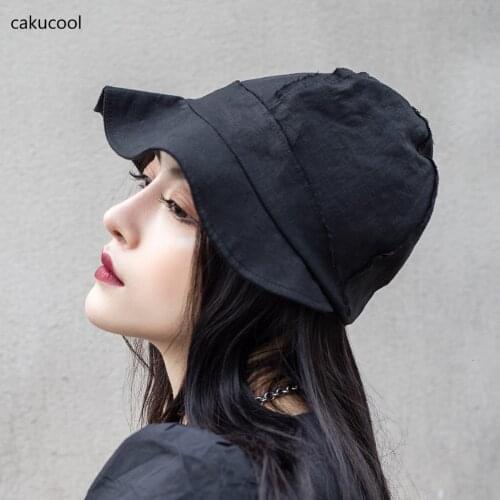 Cakucool Summer hemp YS wind-cut edge sunshade hat fashion pure color simple newsboy hat fisherman hat basin hat