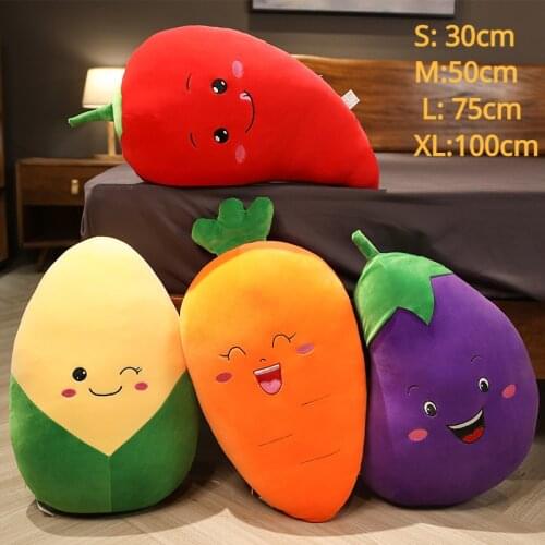 Cartoon Smile Carrot Chili Corn Plush Toy Cute Simulation Eggplant Sofa Pillow Cushion Stuffed Toys Kids Girl Room Decor Gifts