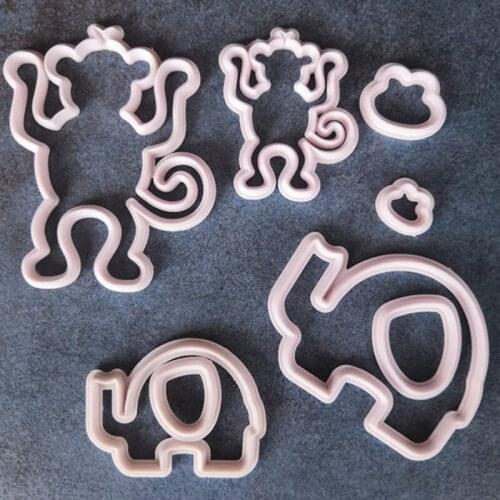 New 4PCS Elephant Monkey Shape Cutting Fondant Chocolate Cake Mold Kitchen Baking Decoration Tool A1480-A1481