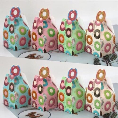 New Creative Donut Biscuit Box Bread Baking Packaging Carton Hand-carried Box Cake wholesale Wedding Party Candy Boxes