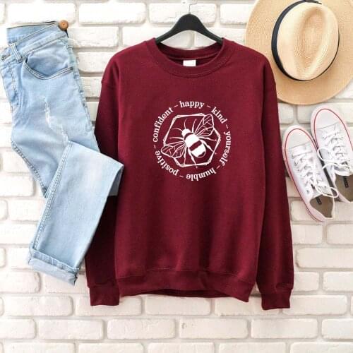 Bee Happy Bee Kind Bee Confident Bee Yourself Bee Positive Bee Humble quote religion church slogan sweatshirt vintage pullovers