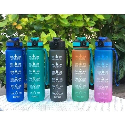 1000ML Fitness Sports Bottle Tritan Material Outdoor Travel Portable Leak-proof Drinking Utensils With Straw Drink Bottle