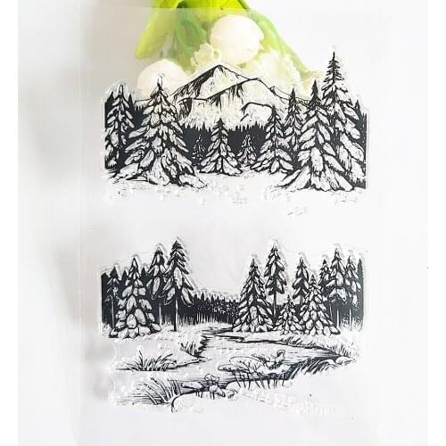 Pine Forest Scenery Transparent Clear Stamp/Seal for DIY Scrapbooking / Photo Album Decorative Silicone Stamps Sheets