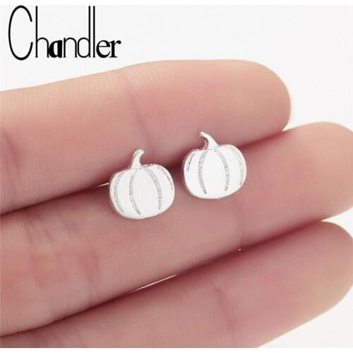 Chandler Punk Pumpkin Earrings for Women Halloween Earring Tiny Small Stud Earrings Vegetable Piercing Bijoux Mujer Boho Bronics