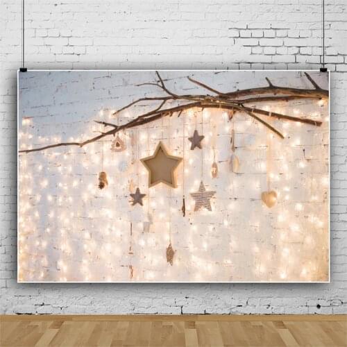 Gray Backgrounds For Photography Christmas Star Gold Shiny Bulb Party Pendant Decor Wall Child Photophone Photographic Backdrops