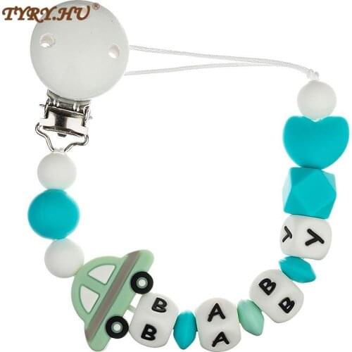 TYRY.HU Personalized DIY Babys Name Silicone Pacifier Holder Leash Custom Pacifier Clip for Baby Accessories