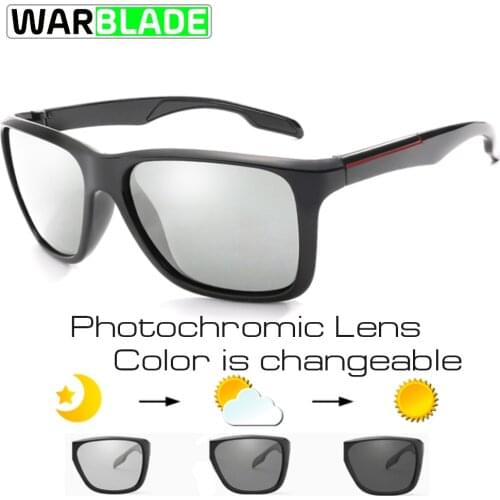 2018 brand Photochromic Sunglasses Men Polarized Chameleon Discoloration Sun Glasses Cycling Biking Square Driving Accessories