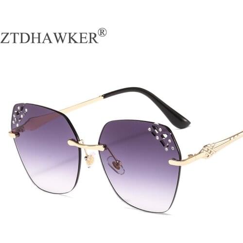New Frameless Cut-edged Diamond Luxury Womens Sunglasses Fashion Color Ladies Glasses Trending Products