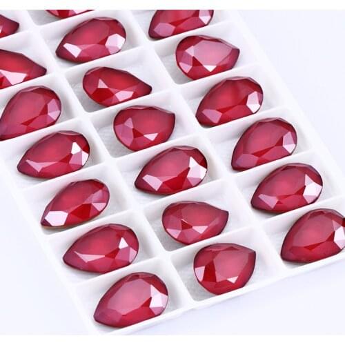 13x18mm Red Crystals Stone K9 Glass Mocha Rhinestones Tear Drop Pointback Glue On Rhinestones Art Crafts DIY Strass