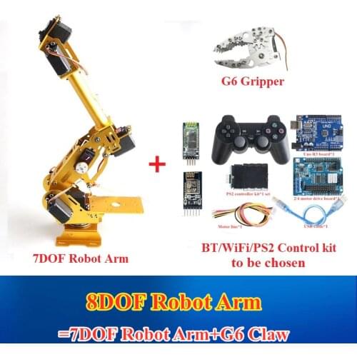Wifi/Bluetooth/PS2 Control 8DOF Robotic Arm ABB Robotic Model Operating Arm with 360 Degree Rotating Base