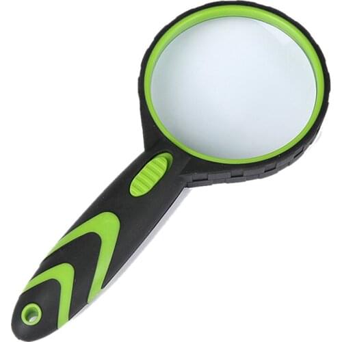 2LED Lamp Rubber Handheld Magnifying Glass 10 Times 75MM Optical Glass Lens HD Reading Reading Appraisal