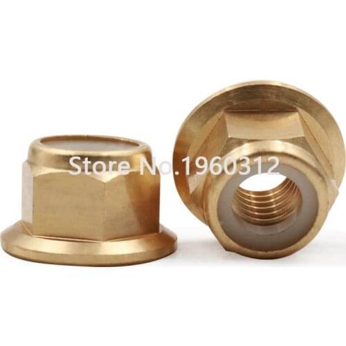 10PCS/lot M2 M2.5 M3 M4 M5 M6 M8 Brass DIN6926 flange nylon insert lock nut not Copper