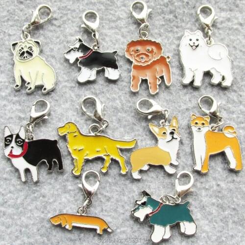 100pcs/lot Zinc Alloy Cute Pet Dog Pendants for Dog Lovers Mix Shapes Available