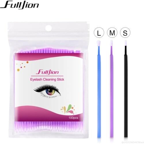 100Pcs Disposable Eyelash Cotton Swab Micro Brushes Eyelashes Extension Cleaning Sticks Brushes for Eyes Mascara Remove Makeup