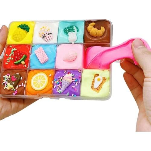12 Grids Jumbo Cotton Putty Clay Slime Fruit Fluffy Floam Mud Creative Beautiful DIY Modeling Children Intelligent Magic Gift Kid Toy