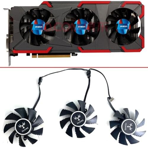 3PCS NEW GTX1080 75MM 4PIN ETH Cooling Fan For yeston gtx 1080 5gx Colorful iGame GTX1060 GTX 1070Ti GTX 1080 Video Card Fans