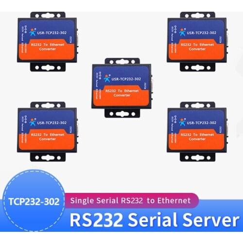 5PCS USR-TCP232-302 RS232 to Ethernet Converters UDP TCP IP Server to Client Module Support DHCP/DNS Built-in Webage Virtual COM
