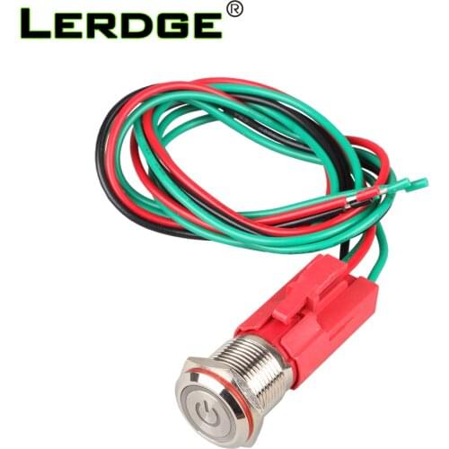 LERDGE 3D Printer Power Supply Supervision Accessories Metal Button Switch Self-reset ring green led light power symbol 12V 24V